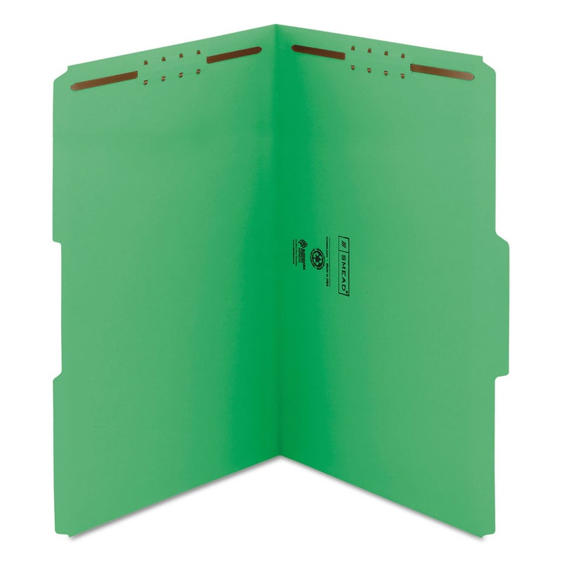Smead Fastener File Folder, 2 Fasteners, Reinforced 1/3-Cut Tab, Legal Size, Green, 50 per Box (17140) (Pack of 1) - Image 2