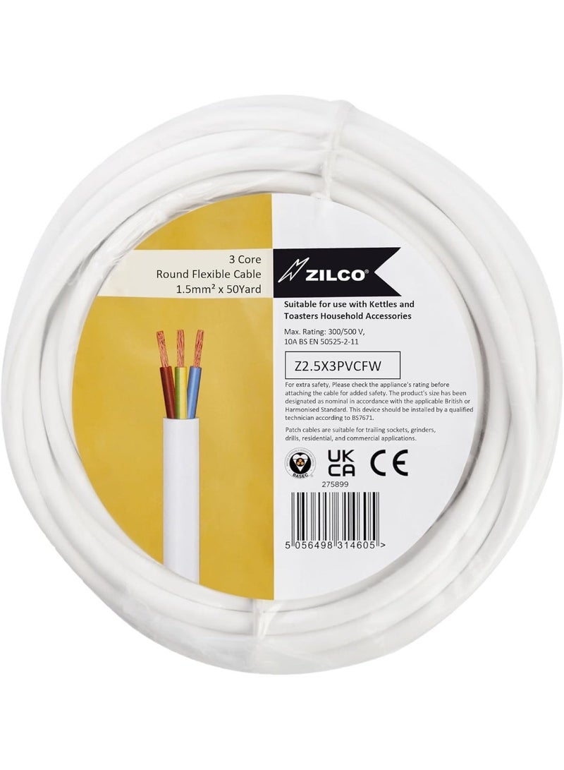 Zilco 2.5mm 3 Core PVC Flexible Wire – ZILCO, 50 Yard Roll, Durable & Easy to Install - Image 1