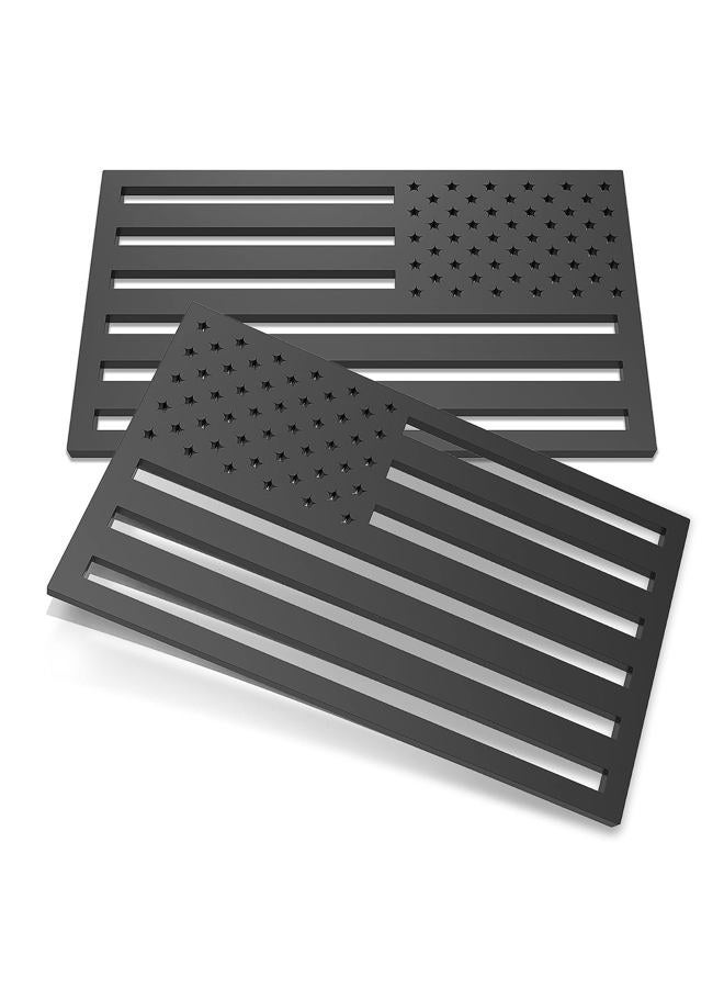 Hadwoer 2 Pack 3D American Flag Sticker, 4mm Thickness Acrylic Cut-Out USA Car Military Patriotic Emblem, Matte Black Bumper Stickers Decal for Car Truck SUV (One Left and One Right - Image 1