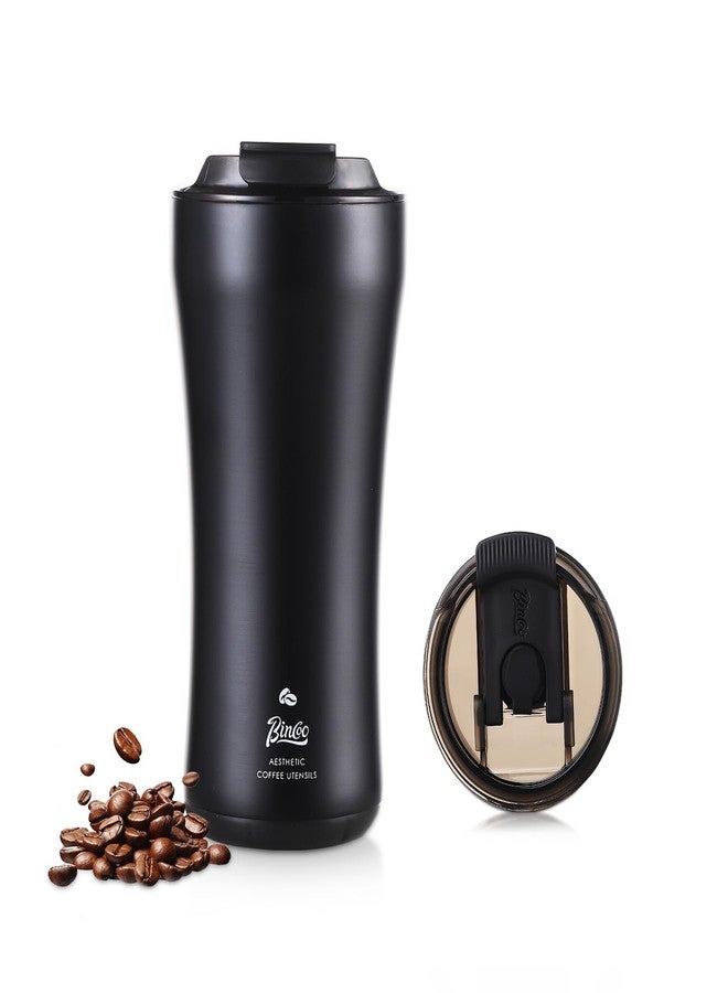 Bincoo 316 Stainless Steel Insulated Coffee Travel Mug 12.8oz,Leak-proof VacuumTravel Coffee Tea Tumbler Keeps Drinks Hot/Cold for 6 Hours,with Storage Compartment,Ideal for Office,Outdoors,Car - Image 1