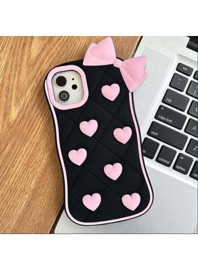 جراب مناسب لهاتف iPhone 12، جراب خلفي مقاوم للصدمات بتصميم فيونكة وردية ثلاثية الأبعاد من السيليكون الناعم - Image 2