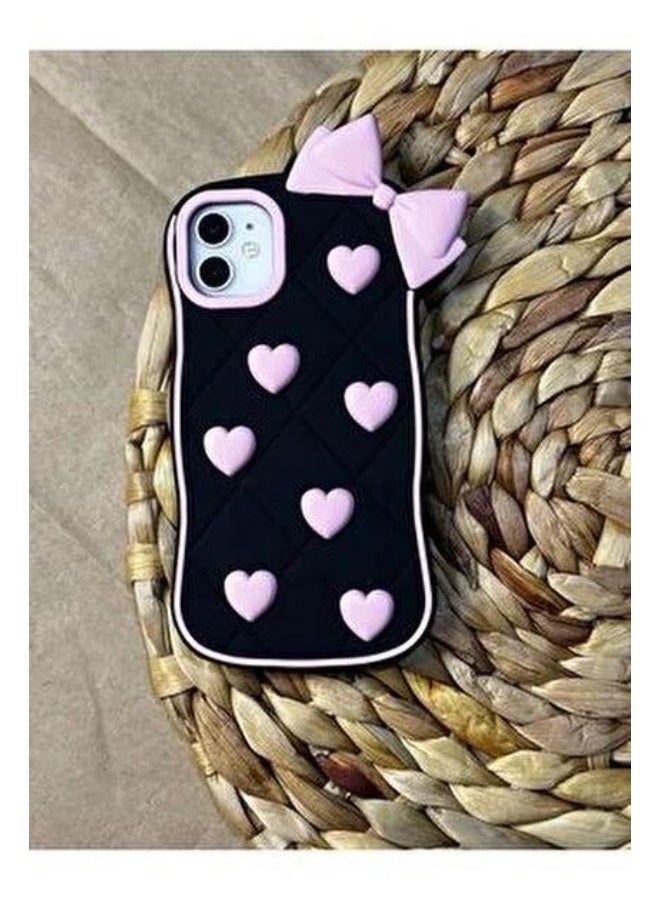 جراب مناسب لهاتف iPhone 12، جراب خلفي مقاوم للصدمات بتصميم فيونكة وردية ثلاثية الأبعاد من السيليكون الناعم - Image 3