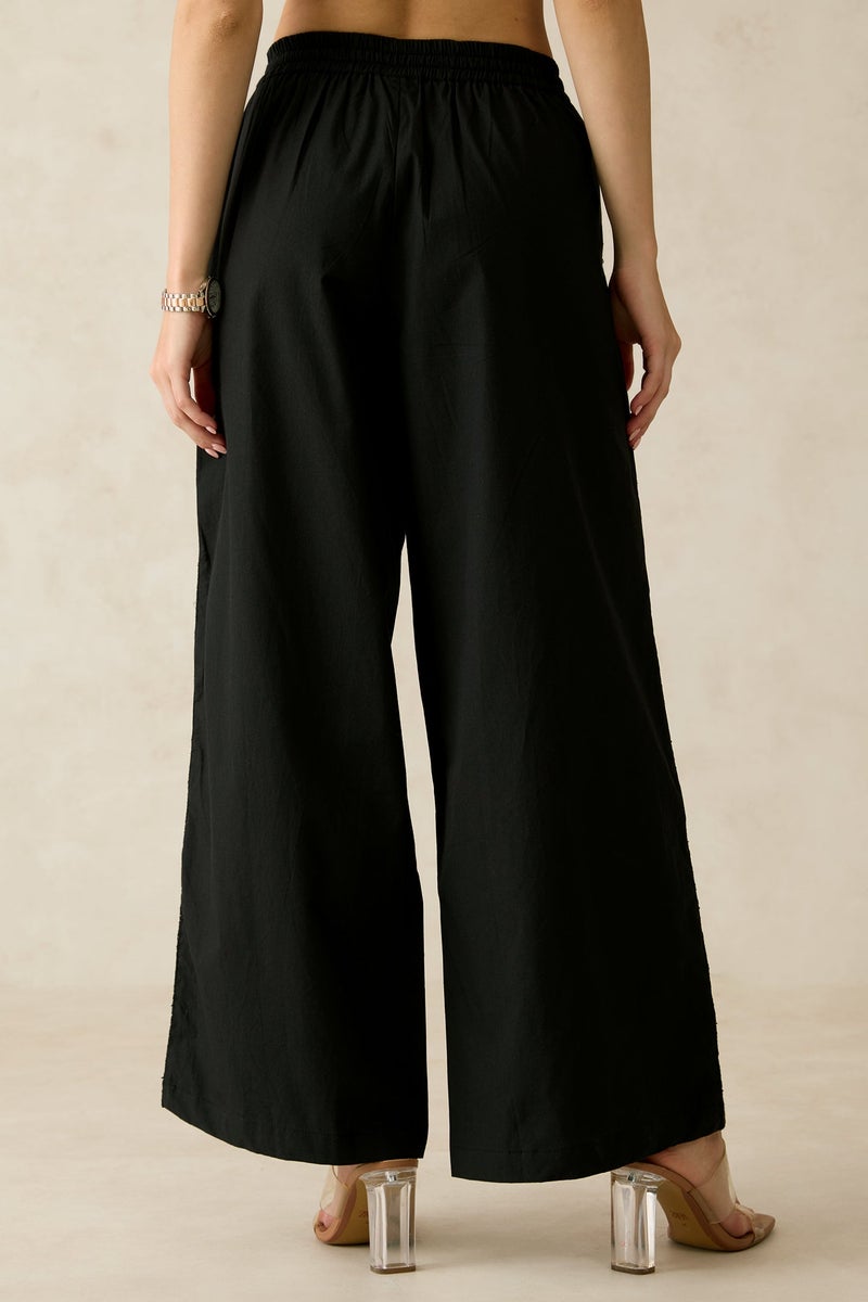 Virgio Solid Cotton Side Lace Detail Pullup Pants for Women - Image 5