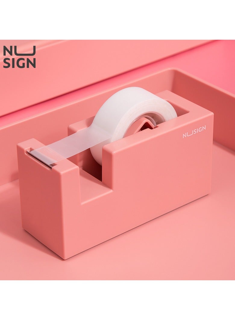 Deli Nusign ENS121 Modern Tape Dispenser - 18-60mm Width, 1Cr17 Cutter Head & Non-Slip Silicone Base, Pink - Image 2