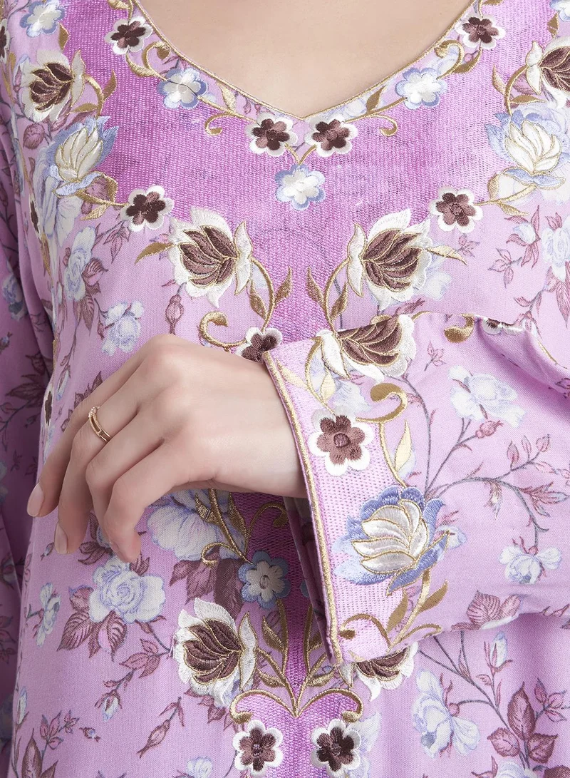 KASHKHA Rayon Floral Printed Jalabiya