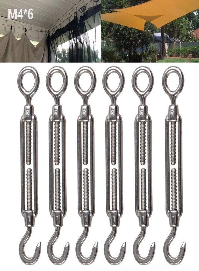 YanTone M4 Turnbuckle Hook and Eye 304 Stainless Steel Wire Rope Tensioner, 6Pcs - Image 1