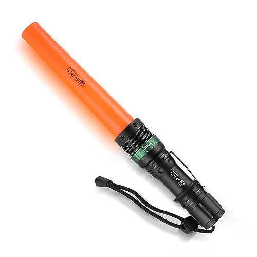 ULTRAFIRE 11-Inch Signal Traffic Wand LED Flashlight with Strobe Mode, Wrist Strap Lanyard, 250 Lumens, Orange Finish - Image 1