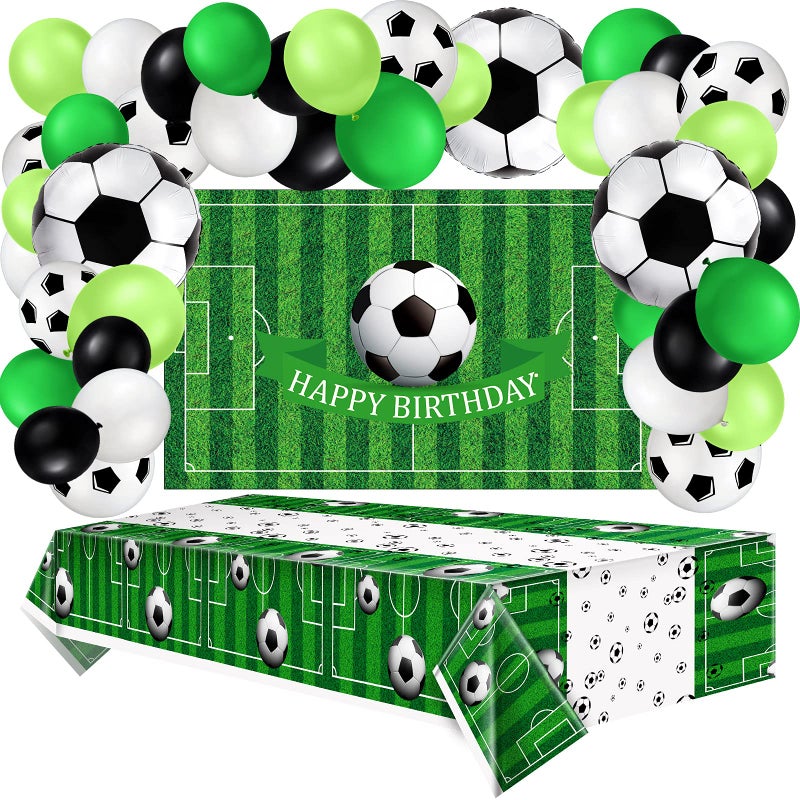 Civaner 86 Pcs Soccer Birthday Party Decorations Includes Soccer Balloon Birthday Banner Backdrop Tablecloth for Sports Event Party Supplies - Image 2