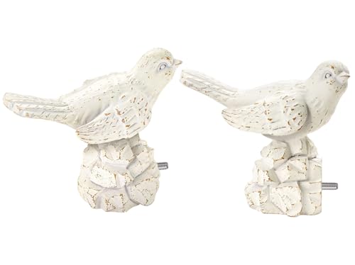 KVEEO 1 or 7/8 Inch Bird-Shaped Decorative Finials for Curtain Rods White Curtain Rod Ends Metal Curtain Rod Finials Ends Easy to Install Set of 2 Rod End - Image 1