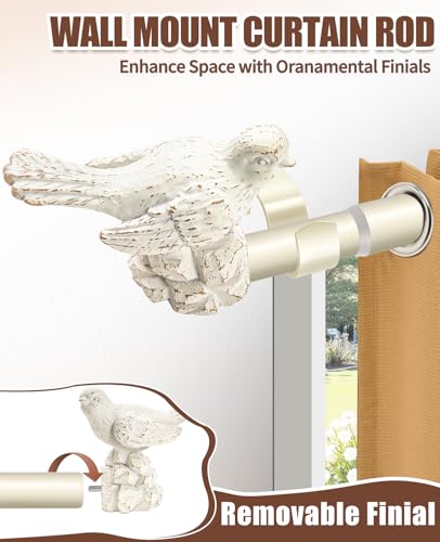 KVEEO 1 or 7/8 Inch Bird-Shaped Decorative Finials for Curtain Rods White Curtain Rod Ends Metal Curtain Rod Finials Ends Easy to Install Set of 2 Rod End - Image 2