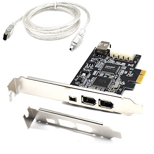 Pardarsey Padarsey PCIe Firewire Card for Windows 10, IEEE 1394 PCI Express Controller 4 Ports(3 x 6 Pin and 1 x 4 Pin), 1394a Firewire 800 Adapter for Windows 7/8/Mac OS with Low Profile Bracket and Cable - Image 1