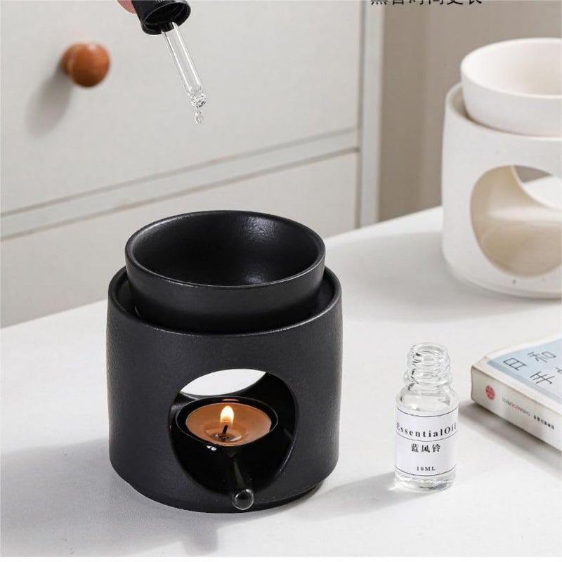 Warmself Hand Made Large Capacity Essential Oil Burner Wax Melt Burners, Aromatherapy Aroma Burner Ceramic Oil Diffuser Candle Tealight Holder Home Bedroom Decor-White - Image 3