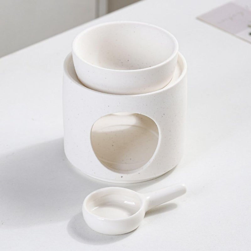 Warmself Hand Made Large Capacity Essential Oil Burner Wax Melt Burners, Aromatherapy Aroma Burner Ceramic Oil Diffuser Candle Tealight Holder Home Bedroom Decor-White - Image 1