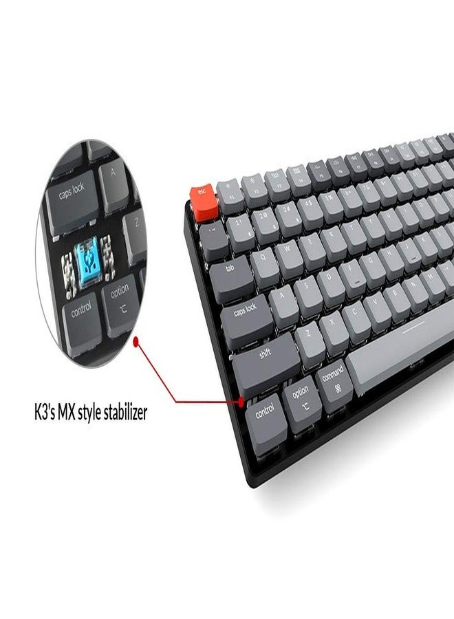 Keychron K3 Ultra-Slim 75% Layout RGB Backlit Wireless Bluetooth/Wired USB Mechanical Keyboard, Hot Swappable Low-Profile Keychron Optical Red Switch 84 Keys Gaming Keyboard for Mac Windows-Version 2 - Image 5