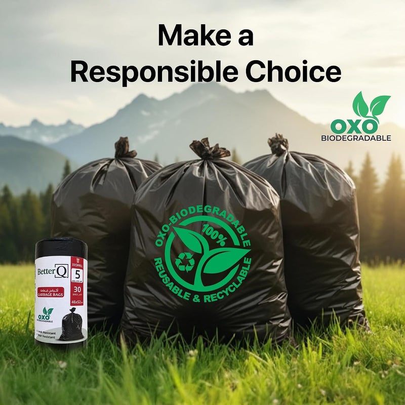 لفافة أكياس قمامة قابلة للتحلل البيولوجي من نوع Oxo-Biodegradable، سعة 5 جالون، 3 لفائف، لون أسود، مقاسات 46×52 سم، تحتوي على 90 كيسًا في اللفافة الواحدة (30×3 كيسات). - Image 5
