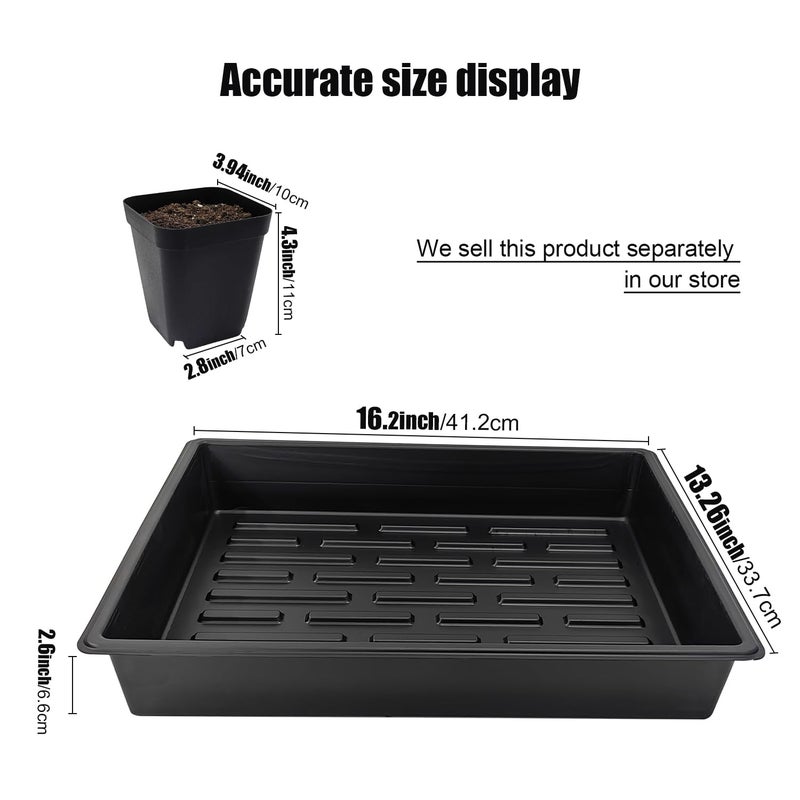 RooTrimmer 4 inch (10CM) Square Nursery Pots 60pcs, Sturdy Seedlings Trays 5 Pcs, Seeds Starter Germination Tray, Microgreening Planter Nursery Propagation 5 Sets - Image 2