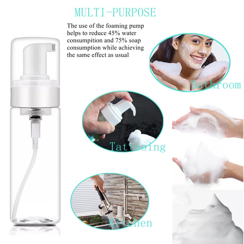 new star tattoo Foam Bottle Dispenser,2pcs 200ml/7OZ Foaming Pump Bottle Foam Soap Bottle Dispenser Transparent Empty Spray Bottles Foaming Hand Soap Dispenser Bottles Refillable Soap Dispenser - Image 3