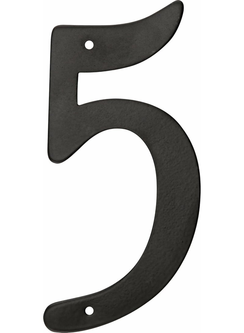 HIllman 841626 4-Inch Nail-On Black Die Cast Aluminum, House Number 5