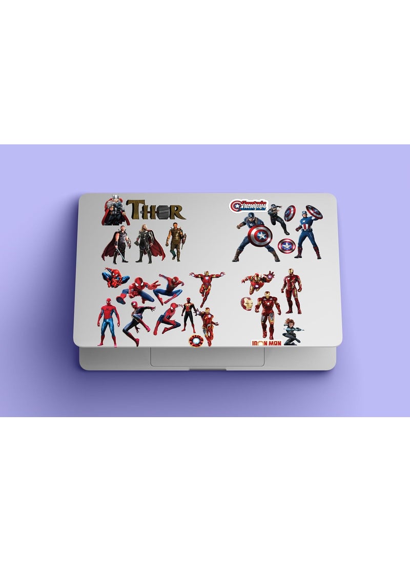 D2c D2C Super Heroes Avengers Stickers Pack of 42 Glitter Finish Waterproof Stickers for Laptop Journal Scrapbook Diary Guitar Mobile Avengers 01  - Image 2