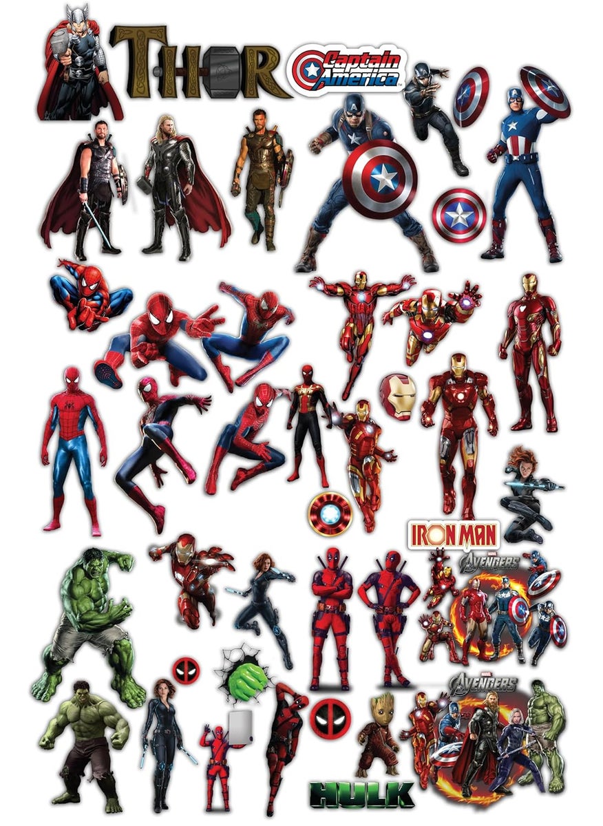 D2c D2C Super Heroes Avengers Stickers Pack of 42 Glitter Finish Waterproof Stickers for Laptop Journal Scrapbook Diary Guitar Mobile Avengers 01  - Image 1
