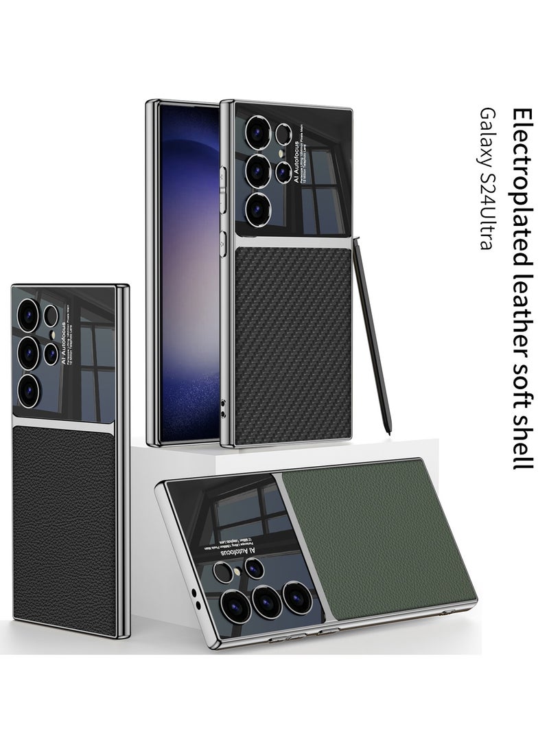 عام لهاتف Samsung Galaxy S24 Ultra/S24 Plus/S24، حافظة فاخرة مغلفة بألياف الكربون، تصميم هجين فائق النحافة للجسم الكامل مع حماية ضد الصدمات لهاتف Galaxy S24 Ultra/S24 Plus/S24. - Image 3