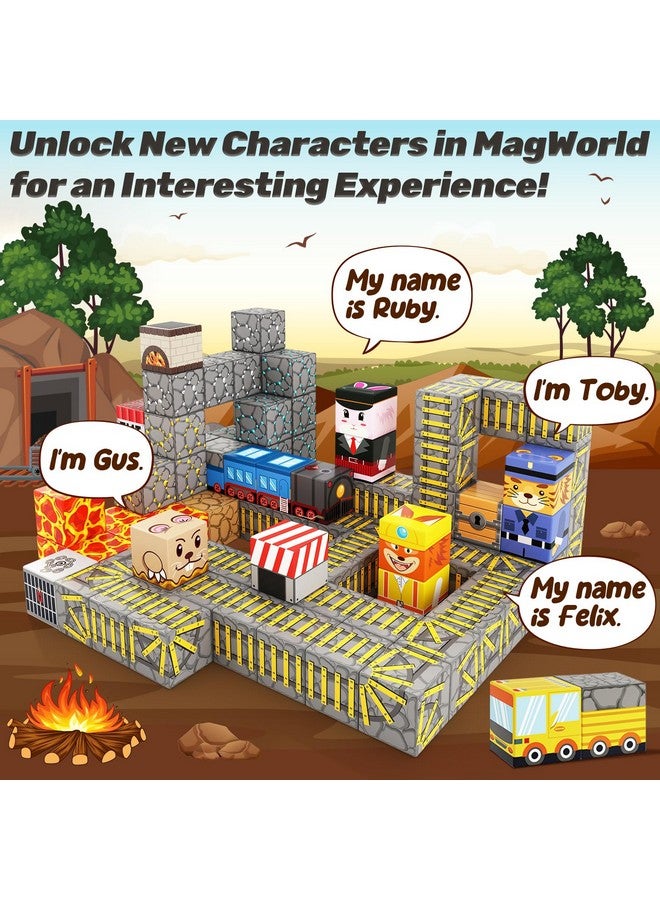 Coodoo Magnetic Blocks - Build Mine Magnet World Mine Train Track Set, Magnetic Building Blocks Toddler Toys Stem Sensory Outdoor Toys For 3+ Year Old Boys & Girls, Kids Toys For Ages 4-6 6-8 5-7 - Image 3