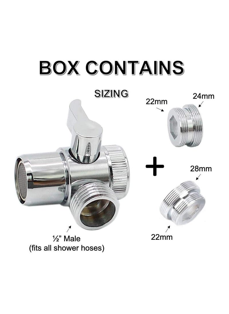 Shower Attachment for Bath Taps Diverter Valve Attachment Add to Filler  28mm 24mm Diverter, Bidet Chrome M22 X M24/M28