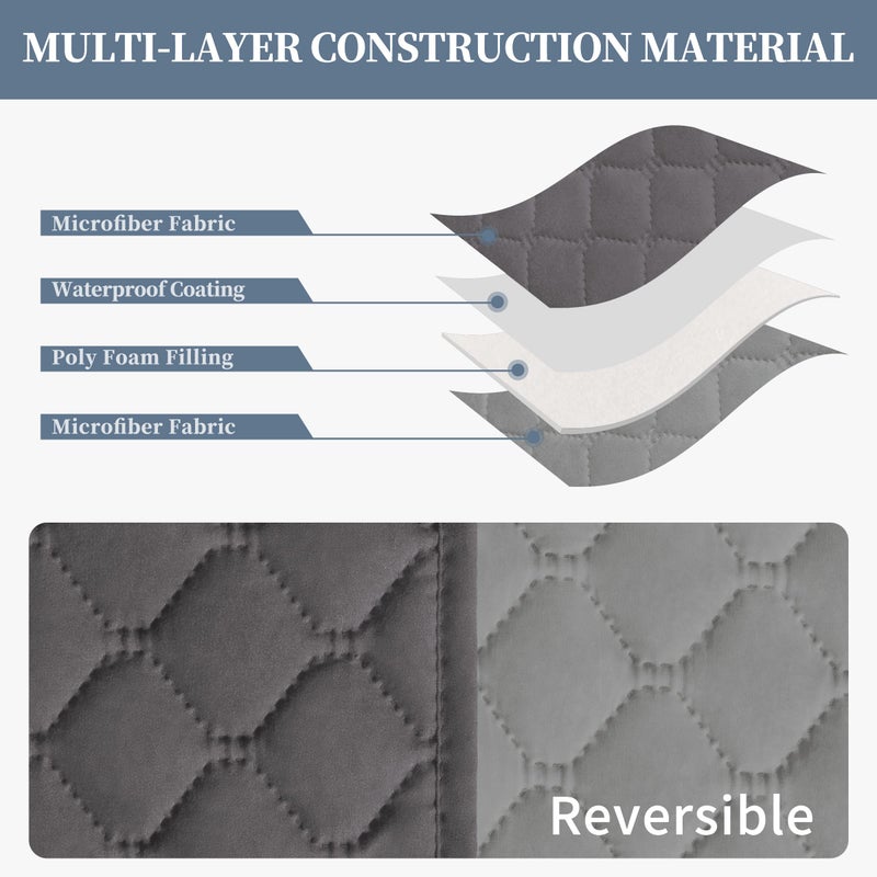 Issuntex Double Protection 100% Waterproof Recliner Covers For Living Room Reversible Furniture Protector Recliner Couch Sofa Slipcover For Dogs Pets Kids (Oversized Recliner Gray/Light Gray) - Image 4