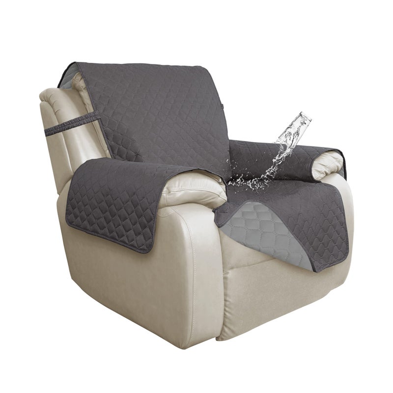 Issuntex Double Protection 100% Waterproof Recliner Covers For Living Room Reversible Furniture Protector Recliner Couch Sofa Slipcover For Dogs Pets Kids (Oversized Recliner Gray/Light Gray) - Image 1