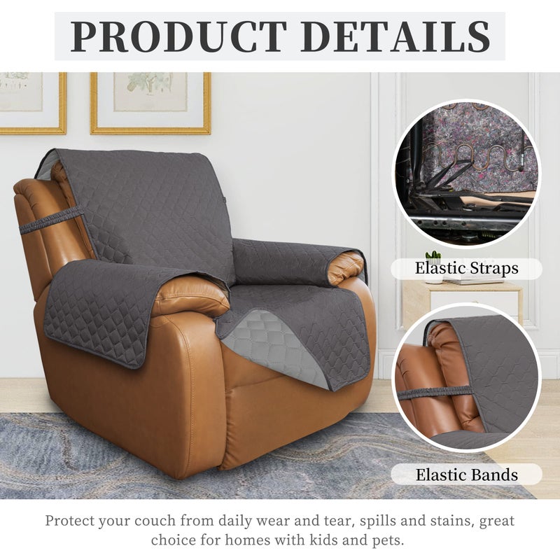 Issuntex Double Protection 100% Waterproof Recliner Covers For Living Room Reversible Furniture Protector Recliner Couch Sofa Slipcover For Dogs Pets Kids (Oversized Recliner Gray/Light Gray) - Image 5