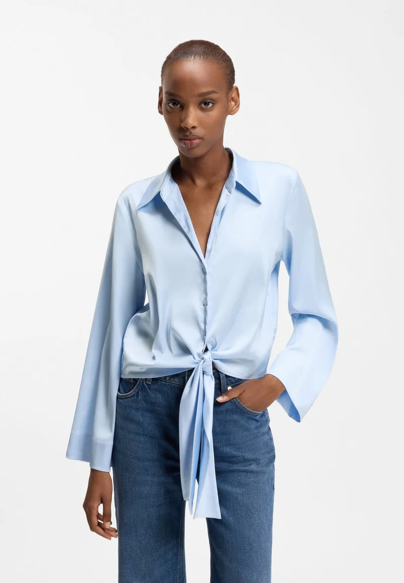 هوجو Relaxed-fit blouse in stretch satin with tie detail