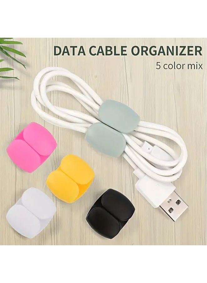 5 Pcs White Multifunctional Cable Clips for Charging Earphones Desk - Image 2