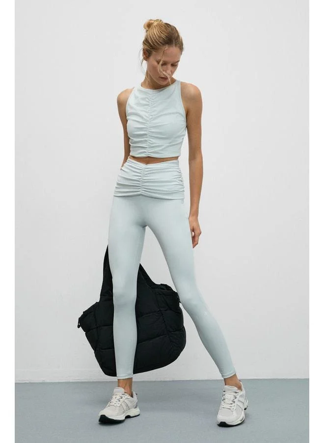 Urban Beat  STRINVA Women's Elastic and Soft-Textured Gray Leggings with Ruched Waist. for Women | Best Price UAE