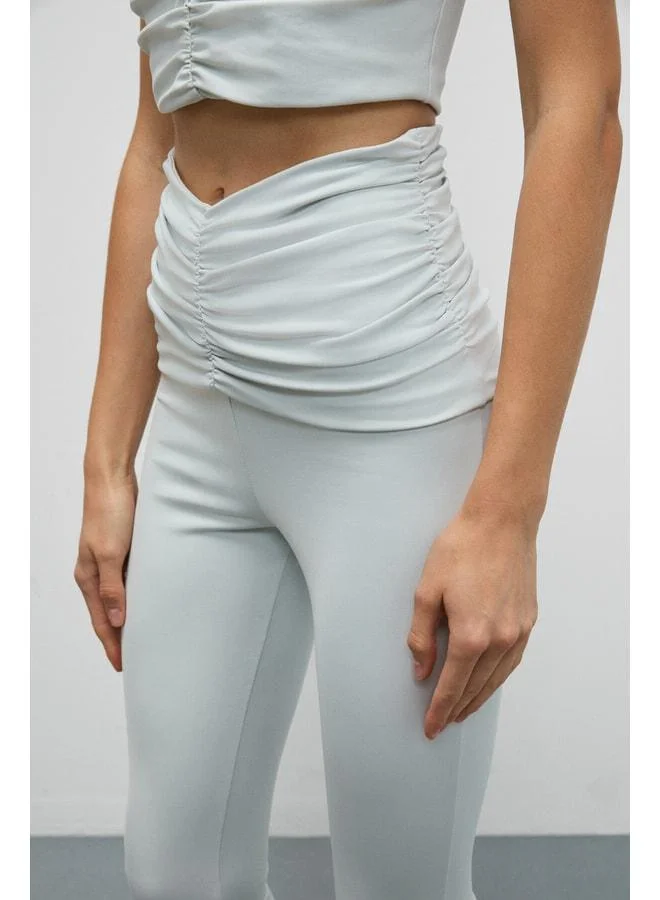 Urban Beat STRINVA Women's Elastic and Soft-Textured Gray Leggings with Ruched Waist.