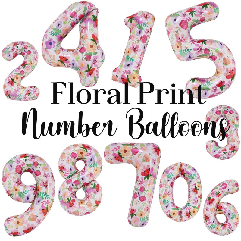 cocodino Flower Balloons 40 Inch Floral Number 1 Balloon for 1st Birthday Garden Party Decorations One Year Old Photo Props Foil Number 1 - Image 3