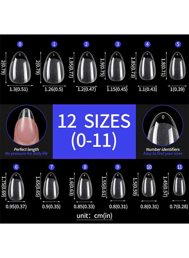 Depend 2 Boxes 240Pcs Short Almond Soft Gel Nail Tips, Short Almond Gel Nail Tips, Semi-Matte Clear French Design Press-On Nails For DIY & Salon, 12 Sizes With Storage Box, Nail Extension, Short Almond, Nails Manicure Home DIY - Image 2
