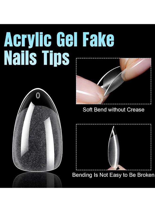 Depend 2 Boxes 240Pcs Short Almond Soft Gel Nail Tips, Short Almond Gel Nail Tips, Semi-Matte Clear French Design Press-On Nails For DIY & Salon, 12 Sizes With Storage Box, Nail Extension, Short Almond, Nails Manicure Home DIY - Image 4
