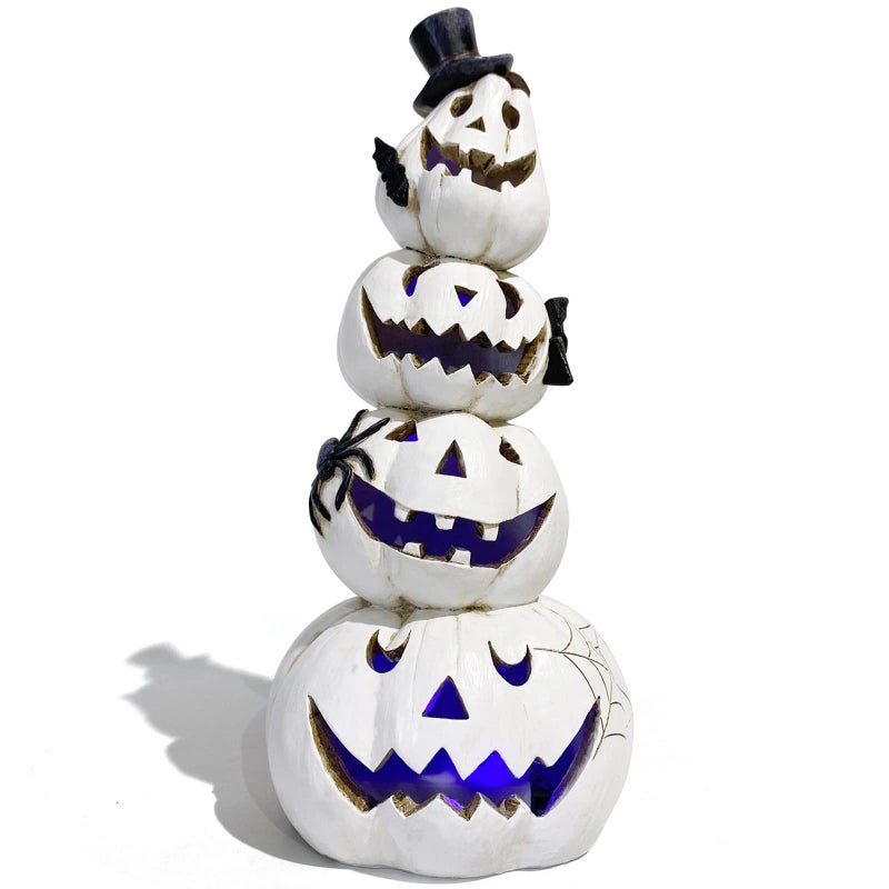Hodao Halloween Pumpkin Decorations  IndoorTableWindowPresent BoxGiftCourtyard Corridor  White Stacked Pumpkins