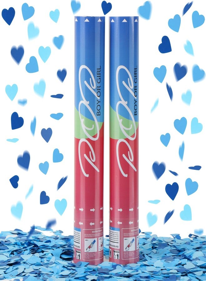 YESHOW Gender Reveal Confetti Cannon, YESHOW Blue "It's a Boy" Party Confetti Poppers 2 Pack with Heart Shaped Confetti for Baby Shower, Birthday, Gender Reveal Party Supplies - 12in - Image 1