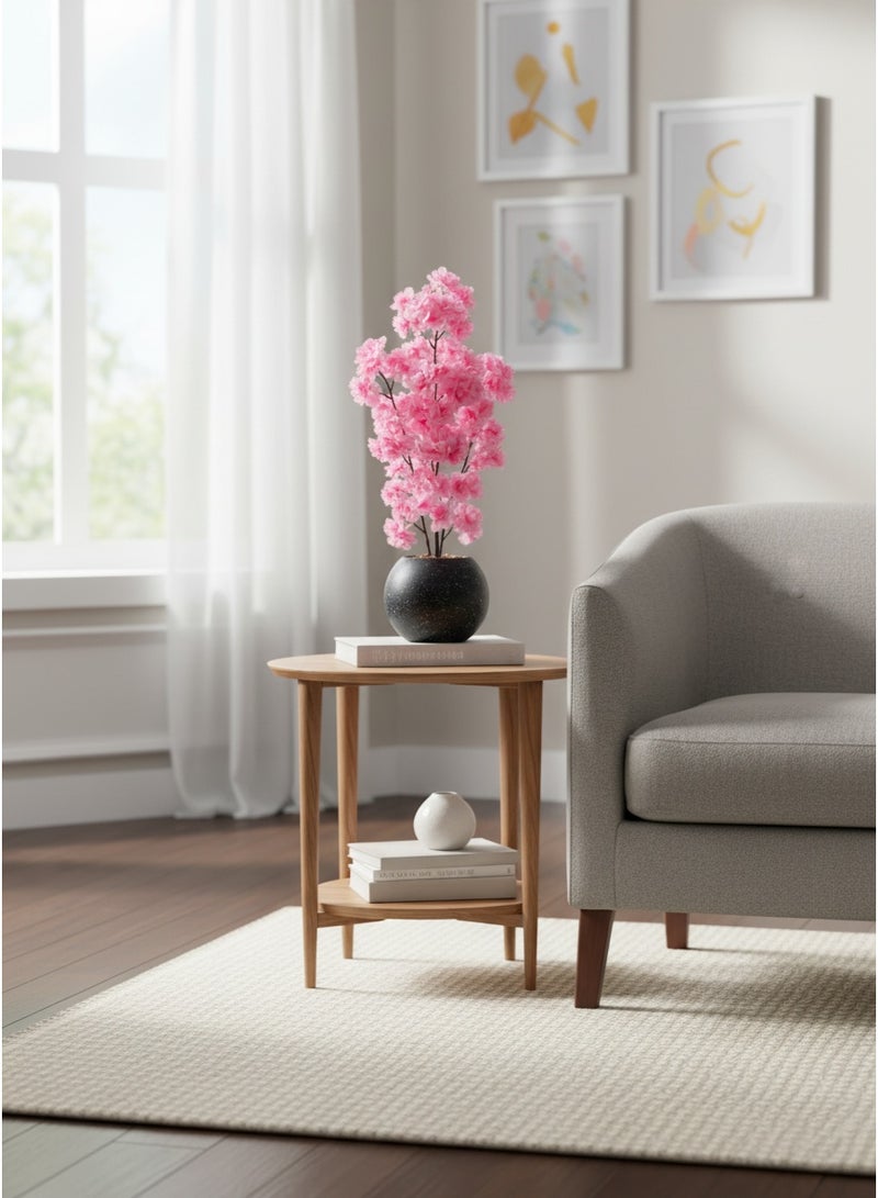 Alrassi Artificial Flower Plant – 60 cm Tall with Soft Pink Blossoms in an Elegant Black Pot – Perfect for Home and Office Décor - Image 3