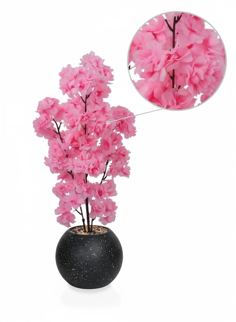 Alrassi Artificial Flower Plant – 60 cm Tall with Soft Pink Blossoms in an Elegant Black Pot – Perfect for Home and Office Décor - Image 4