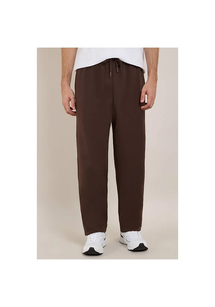 أر أند بي Solid Straight Fit Pants with Drawstring Waist