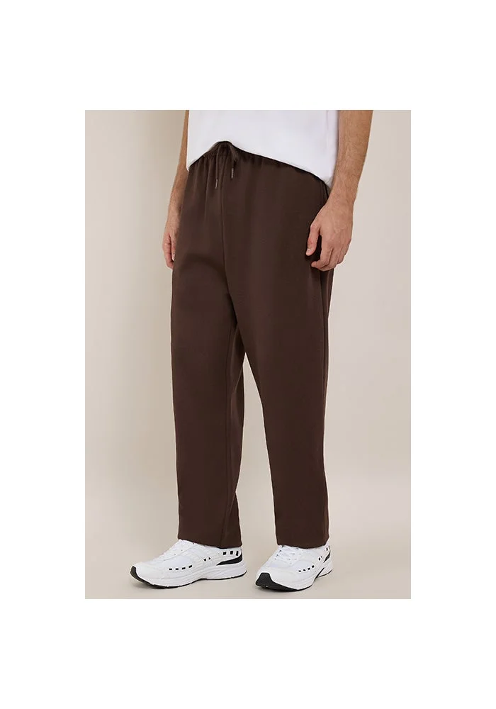 أر أند بي Solid Straight Fit Pants with Drawstring Waist
