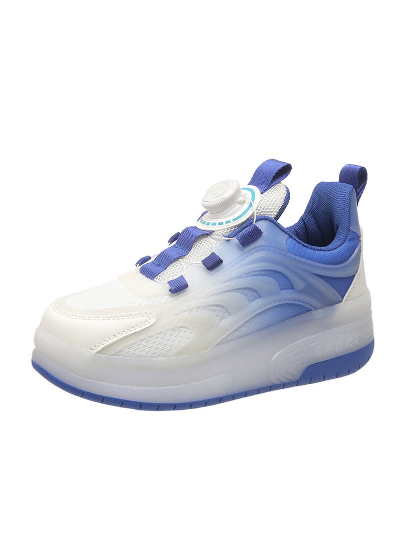 Generic - Luminous Shrinkable Double-Wheel Rollerskates Unisex Kids And Adults Walking Shoes PU Wheel Single Row for Africa Europe South America 9090 blue [two wheels]] - Image 1