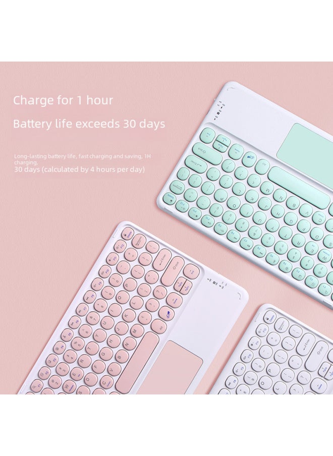 Generic - For Fire HD10plus Bluetooth Keyboard Protection Leather Case 10.1 Inch Shell Round Hat Wonderful Touch-Color:Sky Cloud Blue + Retro Round Hat Same Color Keyboard-Product Type:HD10 Plus 2021 - Image 1