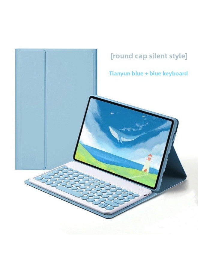 Generic - For Fire HD10plus Bluetooth Keyboard Protection Leather Case 10.1 Inch Shell Round Hat Wonderful Touch-Color:Sky Cloud Blue + Retro Round Hat Same Color Keyboard-Product Type:HD10 Plus 2021 - Image 1
