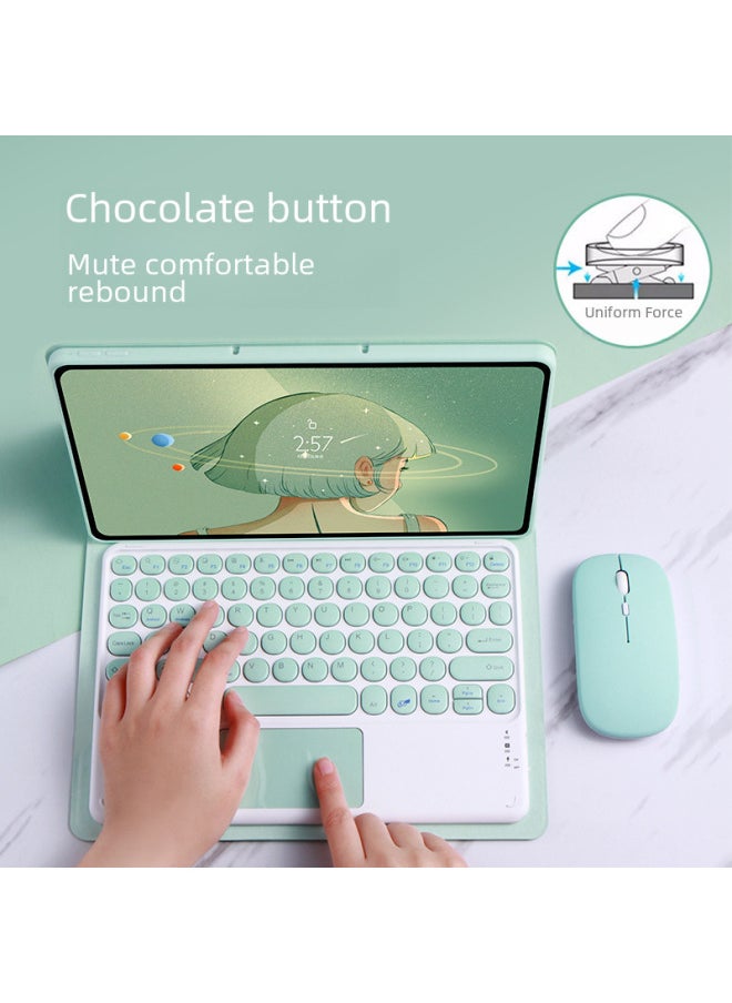 Generic - For Fire HD10plus Bluetooth Keyboard Protection Leather Case 10.1 Inch Shell Round Hat Wonderful Touch-Color:Sky Cloud Blue + Retro Round Hat Same Color Keyboard-Product Type:HD10 Plus 2021 - Image 1
