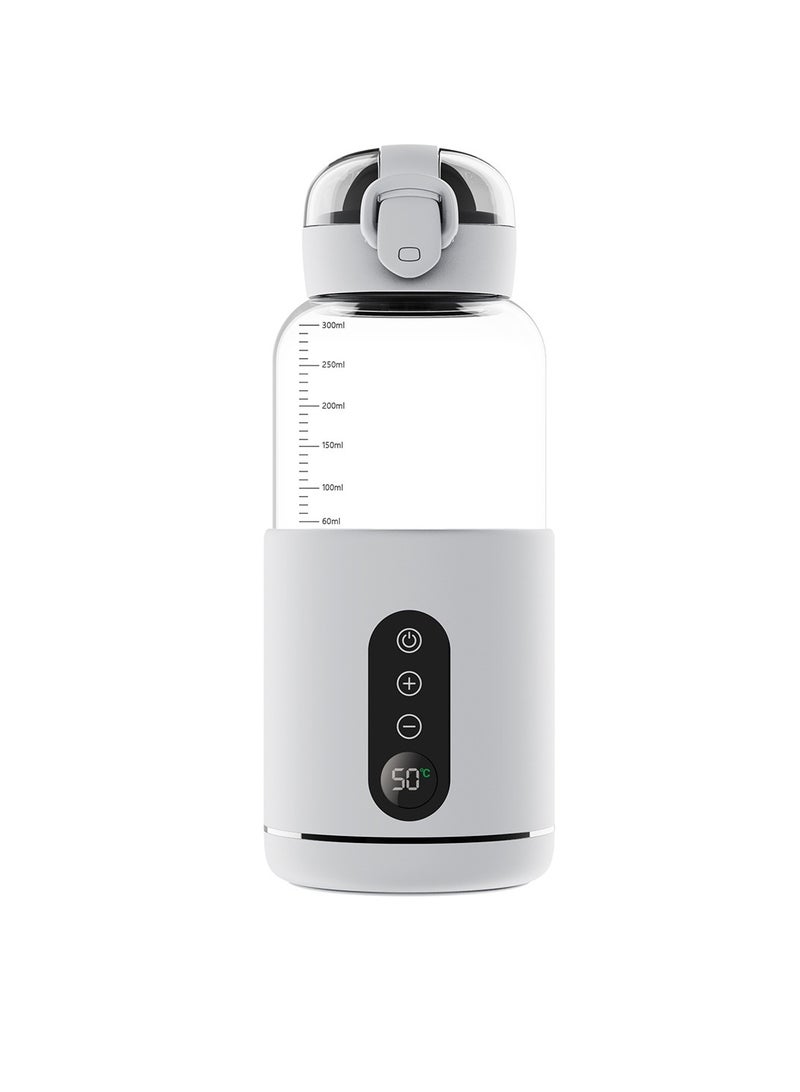 Bottle Warmer, Wireless Heater Water Bottle With LED Display, Portable Durable Instant Water Warmer, Lightweight USB Rechargeable Milk Conditioner For Baby Milk, (1pc, Grey) - Image 1