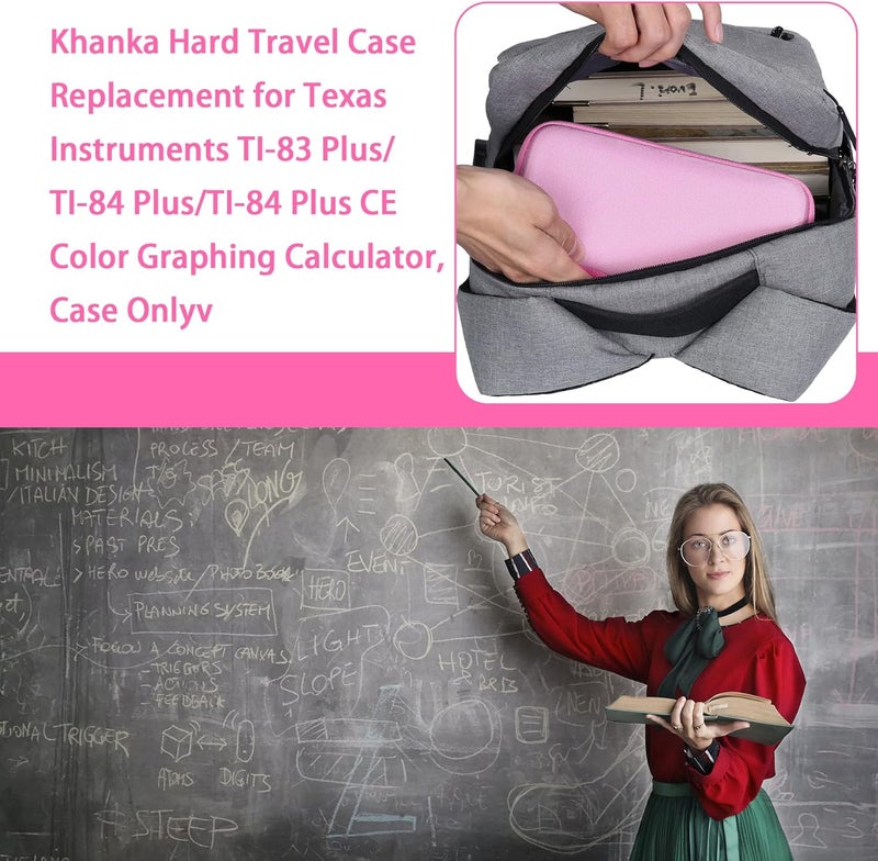 Khanka حافظة تخزين لآلة حاسبة Texas Instruments TI - 84 Python/TI-83 Plus/TI-84 Plus/TI-84 Plus CE، حافظة فقط (وردي إيجابي) - Image 3