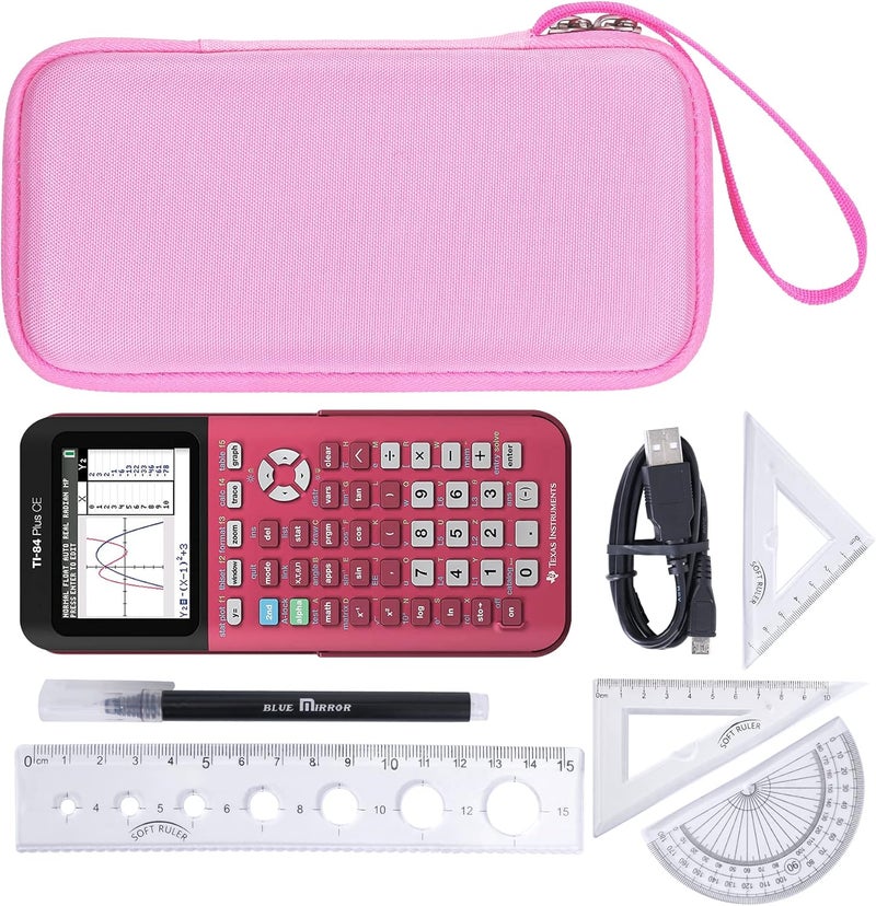 Khanka حافظة تخزين لآلة حاسبة Texas Instruments TI - 84 Python/TI-83 Plus/TI-84 Plus/TI-84 Plus CE، حافظة فقط (وردي إيجابي) - Image 5
